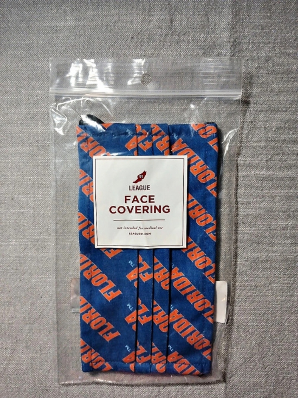League brand UF Gators Face Covering in Blue & Orange NWT In Package